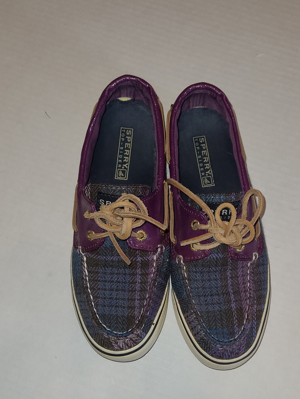 Sperry Women's Purple Plaid Boat Shoes Size 6